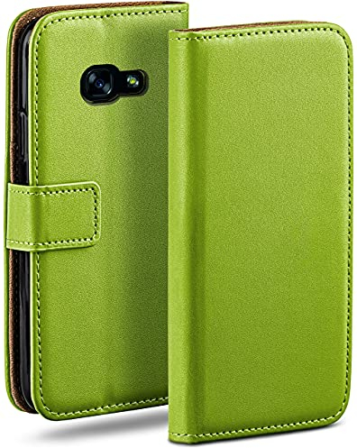 moex Book Case für Samsung Galaxy A5 (2017) Handyhülle mit Kartenfach, Hülle klappbar 360 Grad Schutzhülle, Klapphülle Flip Case Cover, PU Leder Handytasche Lederhülle, Grün