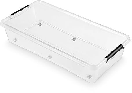 Simple Store Aufbewahrungsbox mit Deckel und Rädern 35 - Boxen Aufbewahrung Stapelboxen 76 x 39 x 16 cm - Ordnungsboxen - Aufbewahrungsbox mit Deckel Küche Büro, Schule, Werkstatt