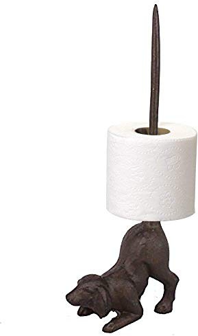 TentHome Cast Iron Kitchen Dispenser Roll Holder Stand Bathroom Toilet Paper Roller Holder (Little Dog Style)