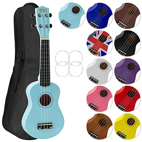 Mad About SU8-LBL Sopran-Ukulele in Hellblau mit einer GRATIS Gigbag, Pick und Ersatzsaiten - großartig für Schulen und Anfänger