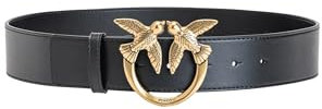 Pinko Love Berry H4 Belt Vitello Set Cintura,Z99Q_nero-Antique Gold, M Donna