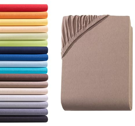 Hometex Premium Textiles Spannbettlaken Spannbetttuch Doppelpack 90-100 x 200 cm, Bettlaken Jersey aus 100% Baumwolle, Matratzen bis 23-25 cm, Oeko-TEX Made IN Green, Nougatbraun