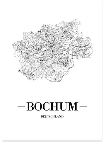 JUNIWORDS Stadtposter, Bochum, Wähle eine Größe, 60 x 90 cm, Poster, Schrift A, Weiß