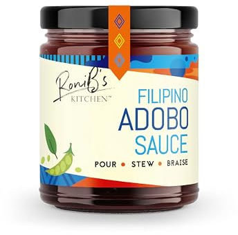 Filipino Adobo Sauce from RoniB’s Kitchen 190ml – Vegan Traditional Adobo Sauce Philippine Style Made with Soy Sauce, Cider Vinegar and Garlic