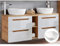 Lomadox Badmöbel Waschtisch Set in weiß Hochglanz & Wotan Eiche Nb., 2 Keramik-Aufsatzwaschbecken, 140 cm Waschtischunterschrank 4 Softclose-Schubkästen