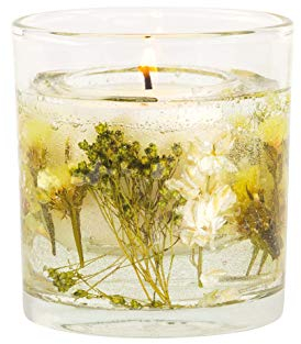 Stoneglow Kerze im Glas, Baumwolle und Hortensien, Floral, 90 x 80 mm, 15 Stunden Brenndauer