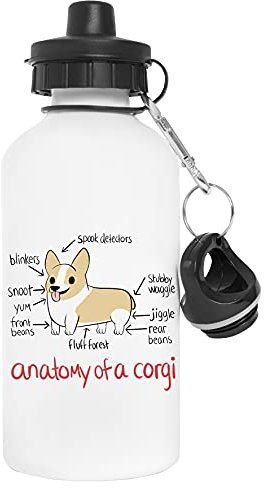 Gunmant Corgi Anatomy Water Bottle White Aluminium Reusable