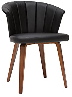 Miliboo Design-Stuhl Albin PU schwarz Dunkles Holz