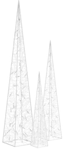 vidaXL LED Leuchtkegel Set Acryl Deko Pyramide Weihnachtsdeko Beleuchtet Licht Kegel Weihnachtsbeleuchtung Lichterpyramide Mehrfarbig 60/90/120cm