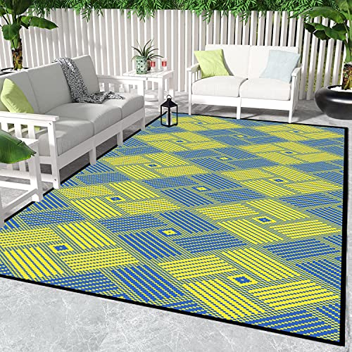 ARSUK Outdoor Kunststoff Teppich – 210x150cm groß, für Terrasse, Garten, Strand, Camping, Balkon, Veranda, Hinterhof – Waschbar, Tragbar, Bequem, Langlebig & UV-beständig