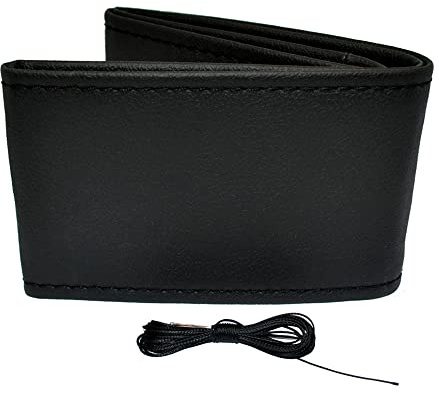 otoM Universelle Lenkradhülle Classic - Schwarz PVC Leder + Schwarze Nähte (Schnürung)