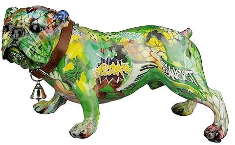 Casablanca Deko Figur Mops stehend - Moderne Tierfigur Sculptur Hund im Street Art Graffiti Design - Mehrfarbig Breite 38 cm