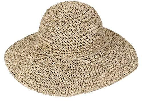 Foldable Wide Brim Hat Women Floppy Sun Hat Summer Beach Straw Hat Sun Visor Hat Beach Cap for Women Beige