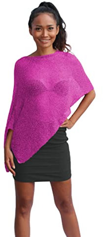 creazioni unique Poncho Coprispalle da Donna Elegante da Cerimonia o Sera - Poncho Donna in Rete di Viscosa Termica con Essenza di Fiore di Ciliegio (Fucsia)