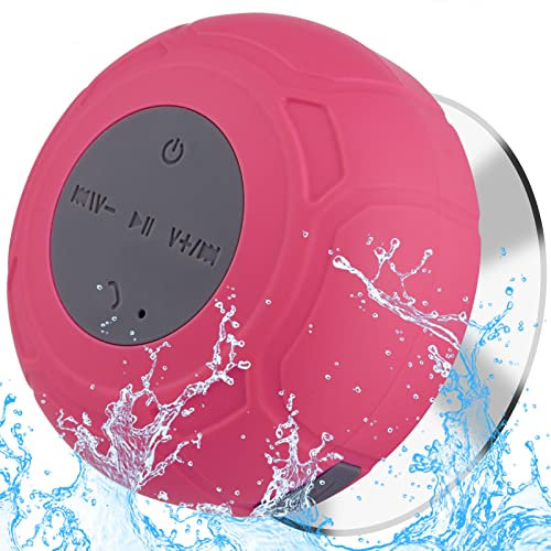 Waterproof Bluetooth Shower Speaker Portable Wireless Water-Resistant Speaker Suction Cup,Built-in Mic Gifts for Kids Speakerphone for iPhone Phone Tablet Bathroom Kitchen - Pink