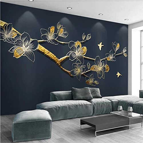 YABAOST Selbstklebendes Wandbild 200X100Cm 3D Wandtattoo Wandsticker Schlafzimmer Minimalistisch Zweige Blumen Wanddeko Wandaufkleber Wohnzimmer Tapete Wasserdichtes Pvc Wandbild Hintergrund