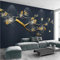 YABAOST Selbstklebendes Wandbild 200X100Cm 3D Wandtattoo Wandsticker Schlafzimmer Minimalistisch Zweige Blumen Wanddeko Wandaufkleber Wohnzimmer Tapete Wasserdichtes Pvc Wandbild Hintergrund