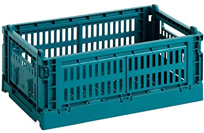 Hay Transportbox Colour Crate S aus recyceltem Polypropylen in der Farbe Ocean green