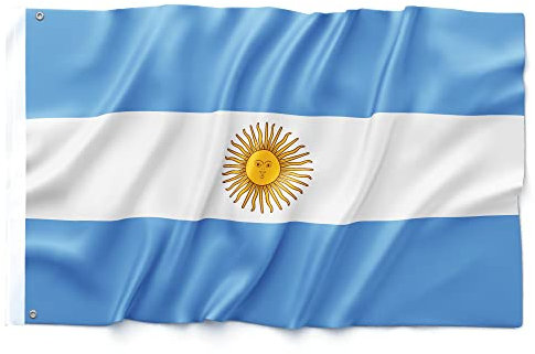 Bandera Argentina de 90 x 150 cm, súper resistente, doble función con 2 ojales y presilla para el asta, bandera nacional Argentina (1)