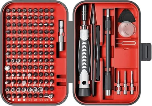 RARTOP Juego de destornilladores – Juego de puntas de destornillador de precisión 130 en 1, mini hexagonal Phillips Torx ranuradas con caja de herramientas, ideal para electrónica, laptop, iPhone,