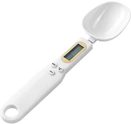 HUIOP Balanza de cuchara digital para cocina 500 g / 0,1 g Mini báscula electrónica portátil de alta precisión Unidad de pantalla LCD Conmutable/Bloqueo de datos/Función de tara Báscula para cocin
