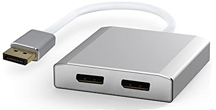 WJESOG 1x2 DisplayPort à Dual DisplayPort Splitter Adaptateur, MDP à 2 DP Hub Multi Stream Transport Support 4K Résolution Support MST, SST