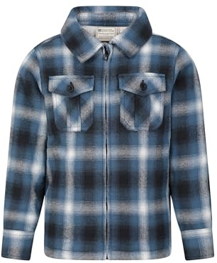 Mountain Warehouse Stream Kids Borg Lined Zip Shacket Blue Kids Size 5-6 Years