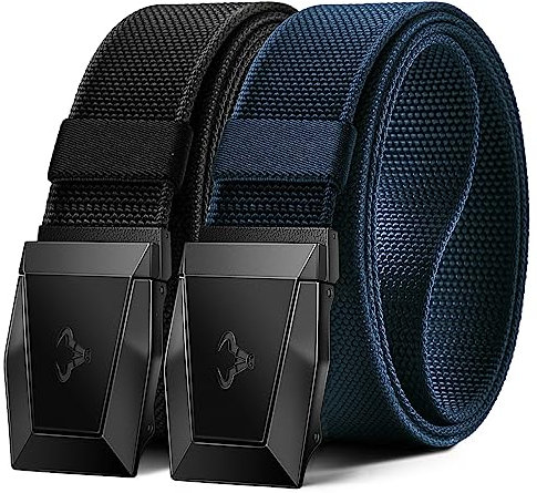 KEMISANT Taktischer Gürtel 2er, Gürtel Herren Arbeitsgürtel Militär Wandern 38mm,Schnellverschluss Metallschnalle(Schwarz/Purpurblau-145cm/46-50 taille verstellbar)