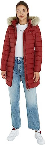 Tommy Jeans Damen Daunenmantel Essential Winter, Rot (Rouge), XS
