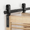 173cm/5.5FT Rail Porte Coulissante Pliante Kit Roulette Suspendue Systeme Noir pour 2 Porte Coulissante Interieur 84cm Large