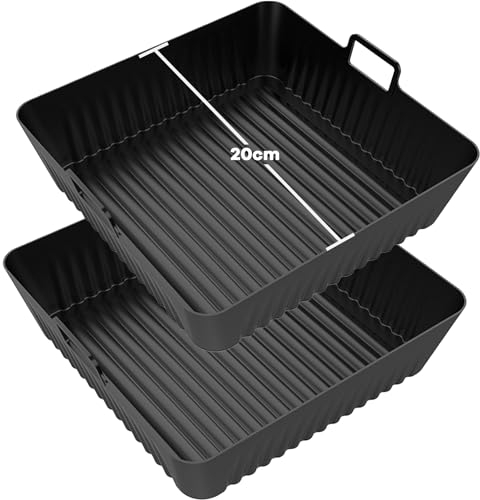 Dzpuhuojz 2Prendas Molde Silicona Freidora De Aire, 20CM Accesorios Freidora Sin Aceite, Accesorios Air Fryer para COSORI Ninja Cecotec 4L 4.7L 5.5L, Reutilizable Accesorios Freidora de Aire