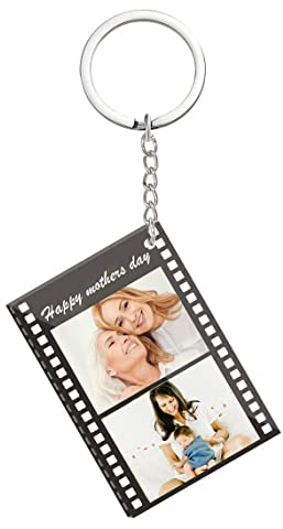 zouwii Personalisierter Filmrollen-Schlüsselanhänger - Acryl mit Foto und Text - Geschenk für Freunde und Familie - Schwarz
