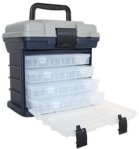 Köderbox Angelbox,Angelkoffer Gerätekoffer 4 Laden Tacklebox Angeln Zubehör Boxen Werkzeugkasten Angel Tackle Box mit Tragegriff Wasserdicht Köderbehälter Angelkasten für Salzwasser Angeln Süßwasser