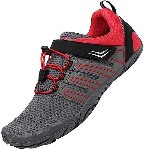 SAGUARO Barfußschuhe Herren Damen Barfuss Schuhe Outdoor Barfussschuhe Leichte rutschfeste Zehenschuhe Barfuß Fitnessschuhe Traillaufschuhe Silber Grau,Gr.40