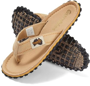 Gumbies Islander Unisex Flip Flops, with Supersoft Cotton Toe Post and Durable Recycled Rubber Sole - Comfort Guaranteed - Classic Sand, 12 UK