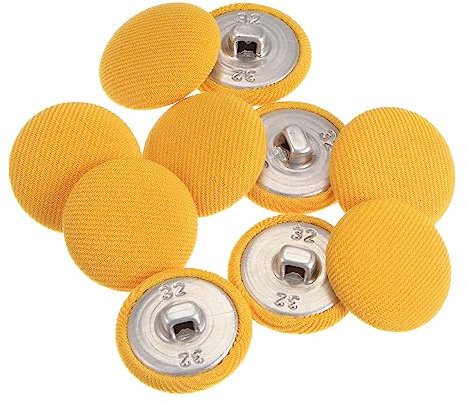 sourcing map 10 Stück 20 mm Knöpfe Gelb mit Stoffüberzug, Vintage Stoffknöpfe Bezogen Nähknöpfe Runde Retro Bastelknöpfe Metallschaft für Mantel Strickjacke Anzüge Kleider Blusen