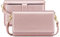 nuoku Crossbody Bag Damen Leder, Handytasche Zum Umhängen Damen, Kleine Umhängetasche Damen mit Verstellbarem, Abnehmbarem Schultergurt und Funktionelle Fächer (Rosa)