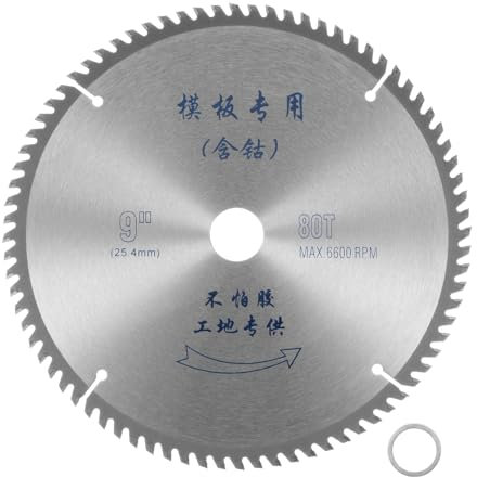 HARFINGTON 9 Circular Saw Blade 80 Teeth 0.98 Arbor Cutting Disc Wheel for General Purpose Cutting & Trimming Softwood, Hardwood