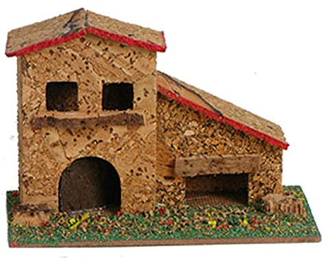 AC - Pack de 2 Figuras Casas de Corcho y Resina para belén navideño 9,5 x 14 x 7 cm, casa de Pueblo, Aldea Decorativa para Nacimiento, Pesebre, Navidad, decoración Tradicional, Modelo Aleatorio