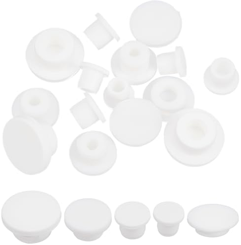 GORGECRAFT 20PCS 5 Sizes White Silicone Stopper for Salt and Pepper Shakers 10mm/ 12mm/ 14.5mm/ 24mm/19.5mm Replacement Insert Hole Plug Tube Seal Plug End Covers for Bottles Pipes Flower Pots