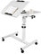 EXSELTMAN Mesa Auxiliar Plegable con Altura Ajustable, Portátil Mesa Auxiliar Cama, Soporte de Ratón Separado, Escritorio de Pie Móvil, 60 x 40 cm, Plegable, 360 ° Mesa Auxiliar con 4 Ruedas (Blanco)