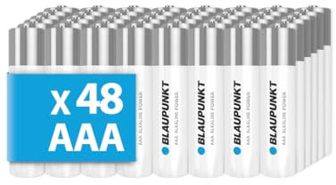 BLAUPUNKT AAA Alkaline Batteries Pack of 48 for Wall Clocks and TV Remotes LR03BPO/48