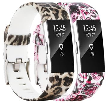 honecumi Charge 2 Ersatzbänder, kompatibel mit Fitbit Charge 2, Armband für Männer und Frauen, buntes Blumenmuster, Uhrenarmband für Charge 2, Größe S