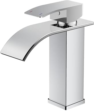 Grifo de Baño FORIOUS, Grifo de Lavabo Cromado, Grifo Mezclador de Una Sola Manija para Lavabo con Altura de Pico de 110 MM, Ahorro de Agua, Ahorro de Energía.