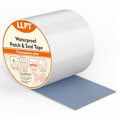 LLPT Waterproof Patch and Seal Tape | Extra Thick Adhesive Layer UV Resistant Backing Permanent bond Instant Seal | for Repairing Gaps Holes Cracks Tears (PST62110WT4) | White | 101mm x 4m