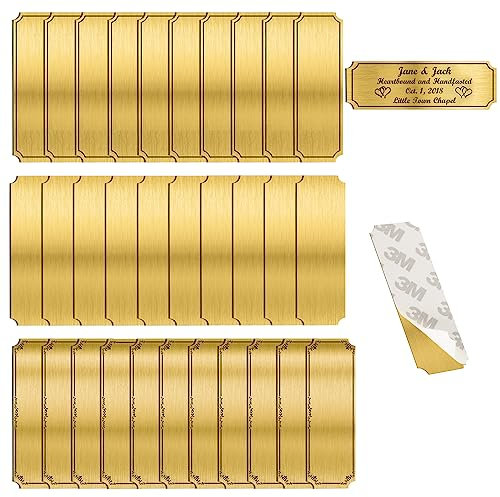 Lot de 30 plaques nominatives vierges en laiton massif avec adhésif - 7,6 x 2,5 cm (l x H)