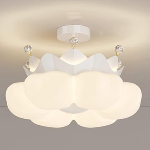 Trutipon LED Deckenleuchte Krone Dimmbar mit Fernbedienung 3000k-6000k Kinder Deckenlampe Wolken Deckenleuchte fürMädchen Junge Kinderzimmer 30cm*50cm (12in*20in) 66W(White)