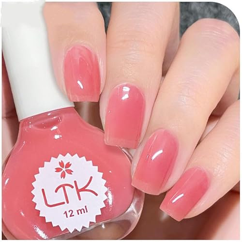 Nude Pink Quick Dry Jelly Nail Polish - Long Lasting, Pink Glitter, No UV, Non-Toxic, Kids Diy Christmas Nail Art