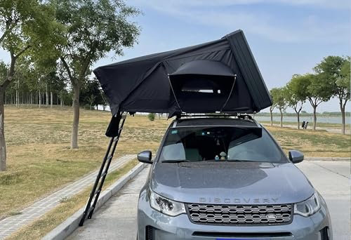 Dachzelt Autodachzelt Aluminium Case 2 Größen 5 Personen Grau Schwarz LED, Opt. Vorzelt oder Sonnensegel (Schwarz, 160x210x110cm, nur Dachzelt)