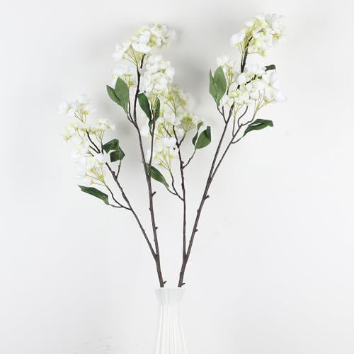 LGEGE Artificial Apple Blossom Flowers 2Pcs Set - 96cm Apple Flower Artificial Tree Branch for Family Wedding Decoration (White)
